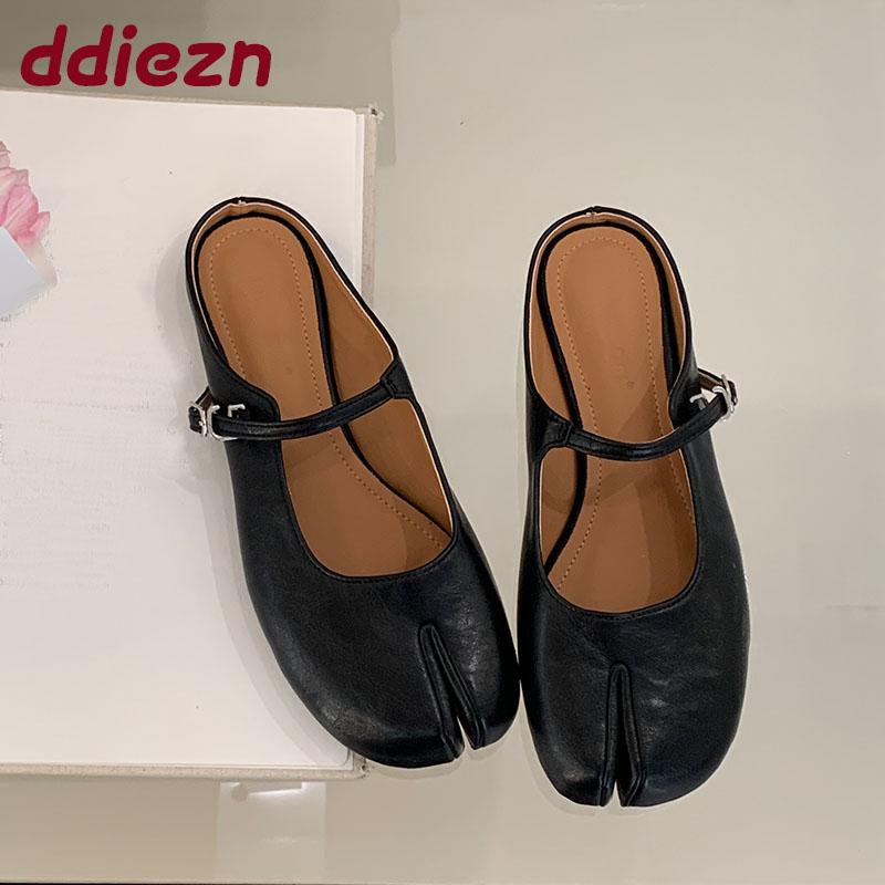 Fashion Fashion Buckle Strap Shallow Women Mary Janes Flats Shoes Strange Toe Footwear Soft Ladies Flats Lolita Shoes Female Slides