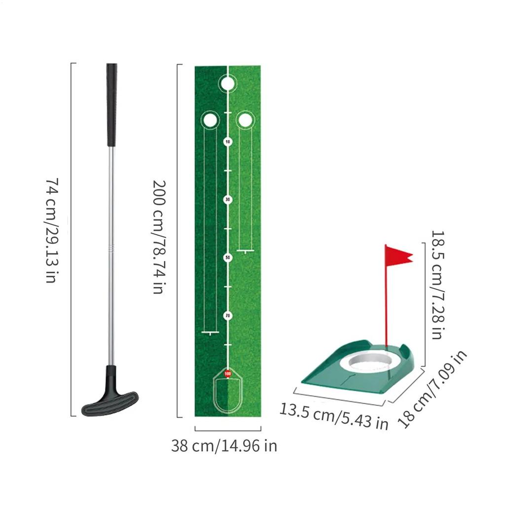 Putting Mat Golf Putting Mat For Kids Portable Golfing Equipment With Clubs Holes Balls Training Aid Toys For Indoor Backyard