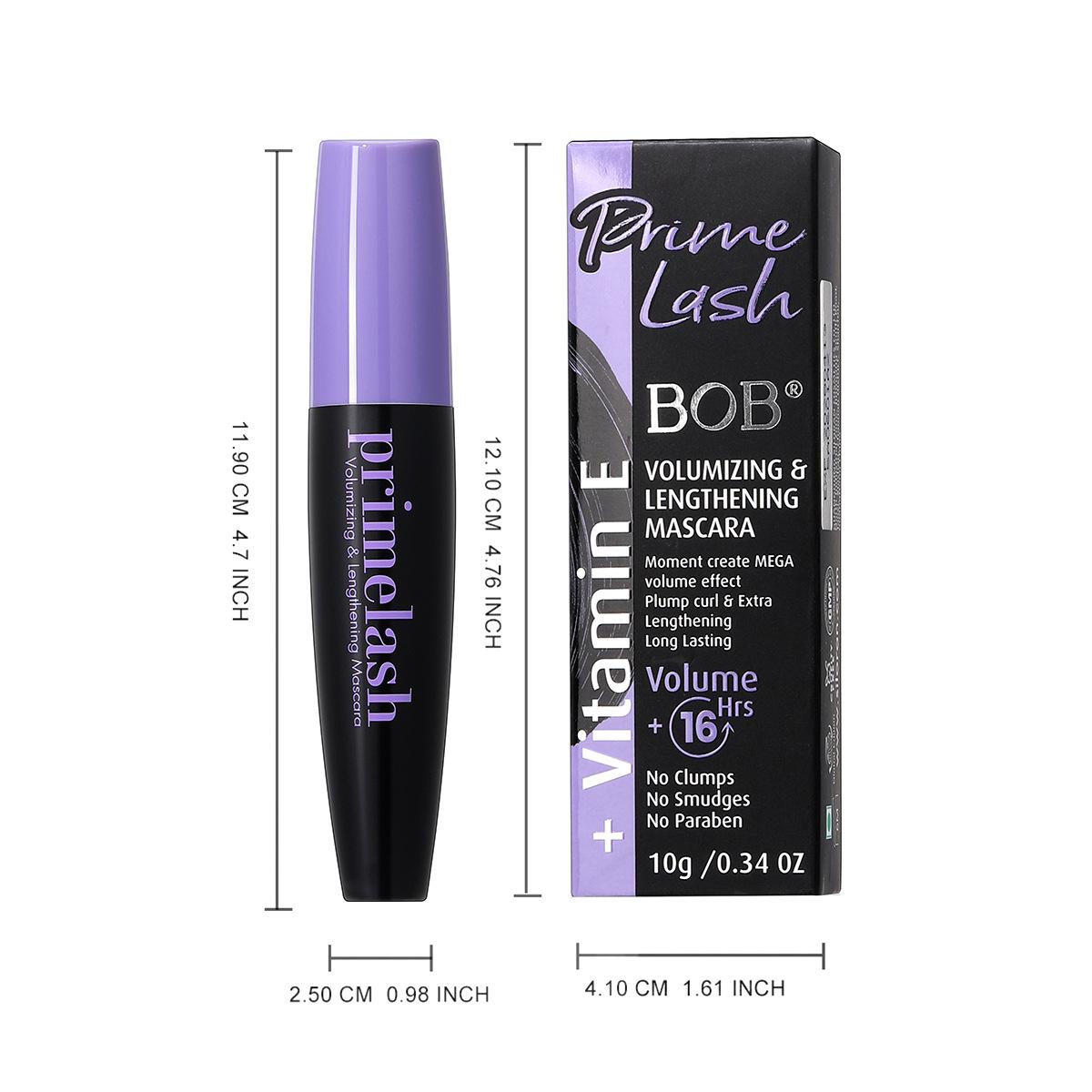Makeup BOB vitamin e plump and long-lasting mascara dense and lengthened, non-smudging, waterproof and non-agglomerating, with distinct roots 10G