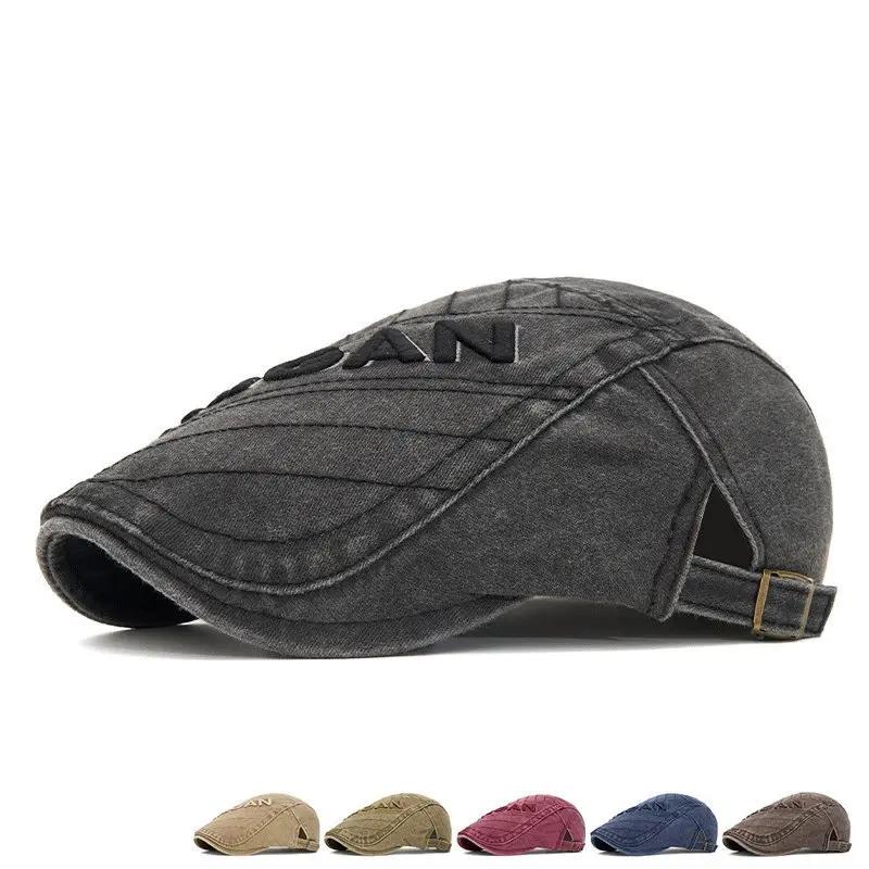 Spring and Summer Cotton Letter Newsboy Caps Flat Cap Men and Women Painter Beret Hats 186