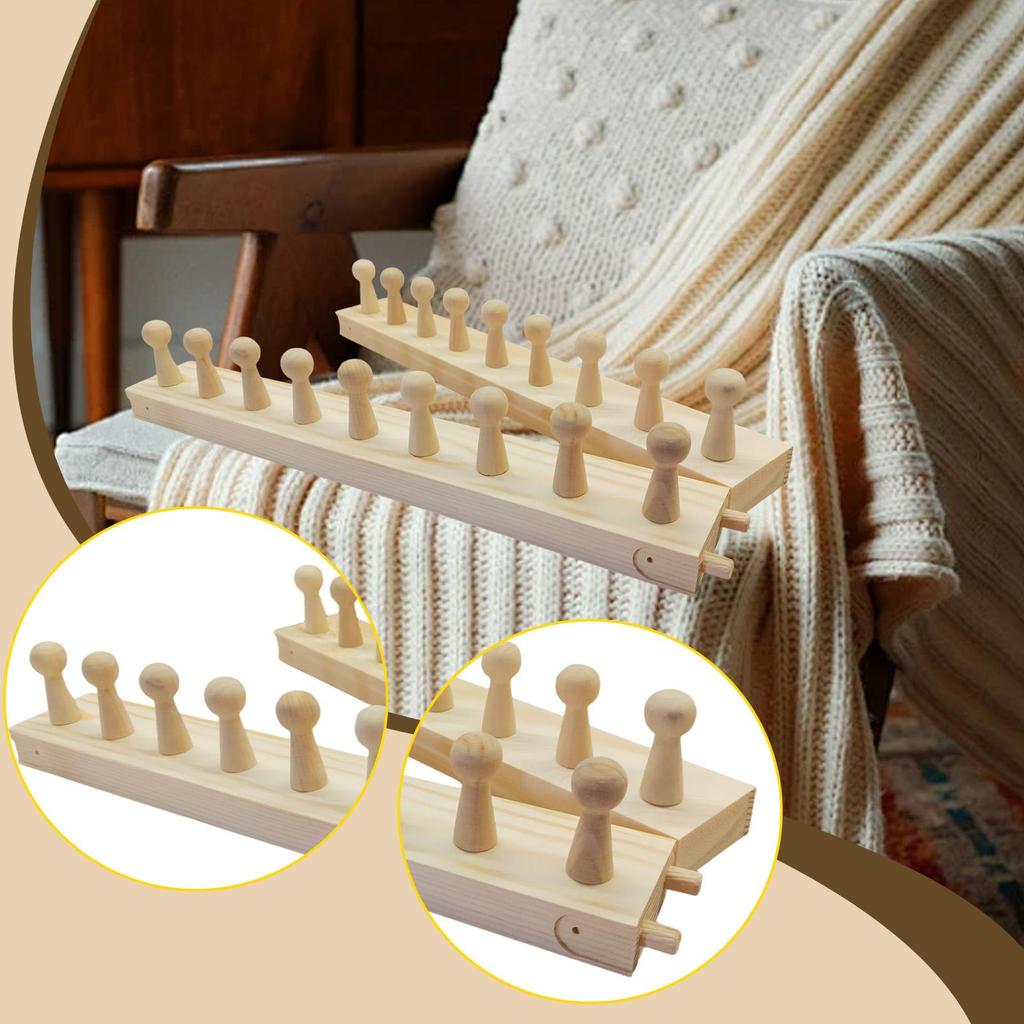 Knitting Loom for Chunky Blankets Mini Wooden Peg Frame Beginner Friendly Yarn Craft for Home Decor and DIY Projects