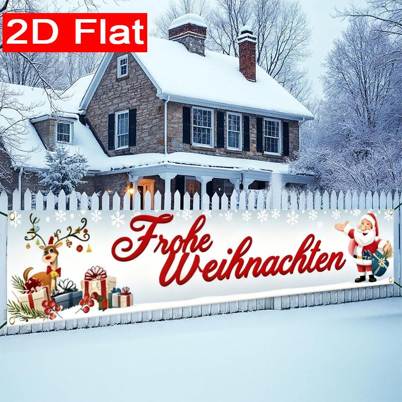 Festive Holiday Holiday Christmas Fence Banner, Outdoor Garden Porch Decor