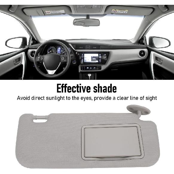 Gray Passenger Right Side Sun Visor Replacement Compatible with ta 2014 to 2019, Passenger Side Sun Visor with Makeup Mirror, Excellent Sun