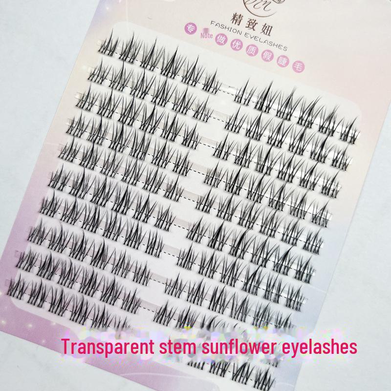 Taihua Yanghua Natural Comic Cluster False Eyelashes - Pre-Cut, Thin Stem, Daily Wear