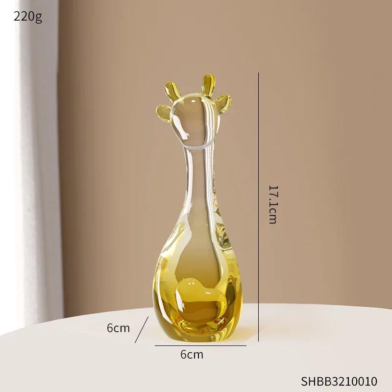 Creative Cute Transparent Giraffe Animal Sculpture Modern Home Living Room Wine Cabinet Table Decoration Accessories Craft Gifts