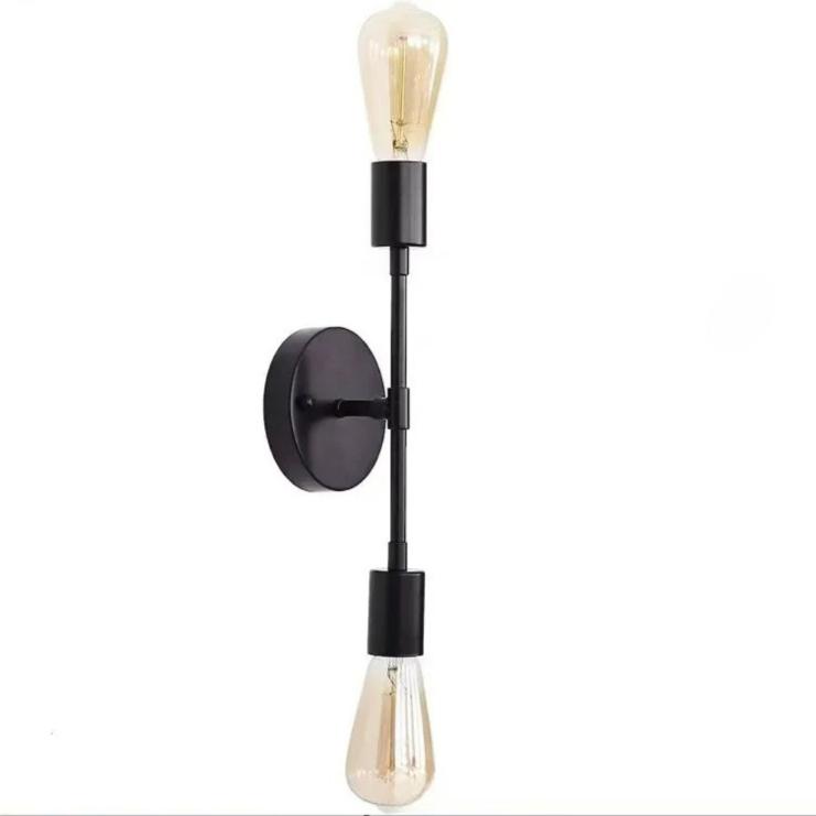 

2 головки настенный светильник винтажный зеркало в ванной черный металл E27 современный настенный светильник для внутреннего прохода прихожей гостиной спальни without bulb чёрный