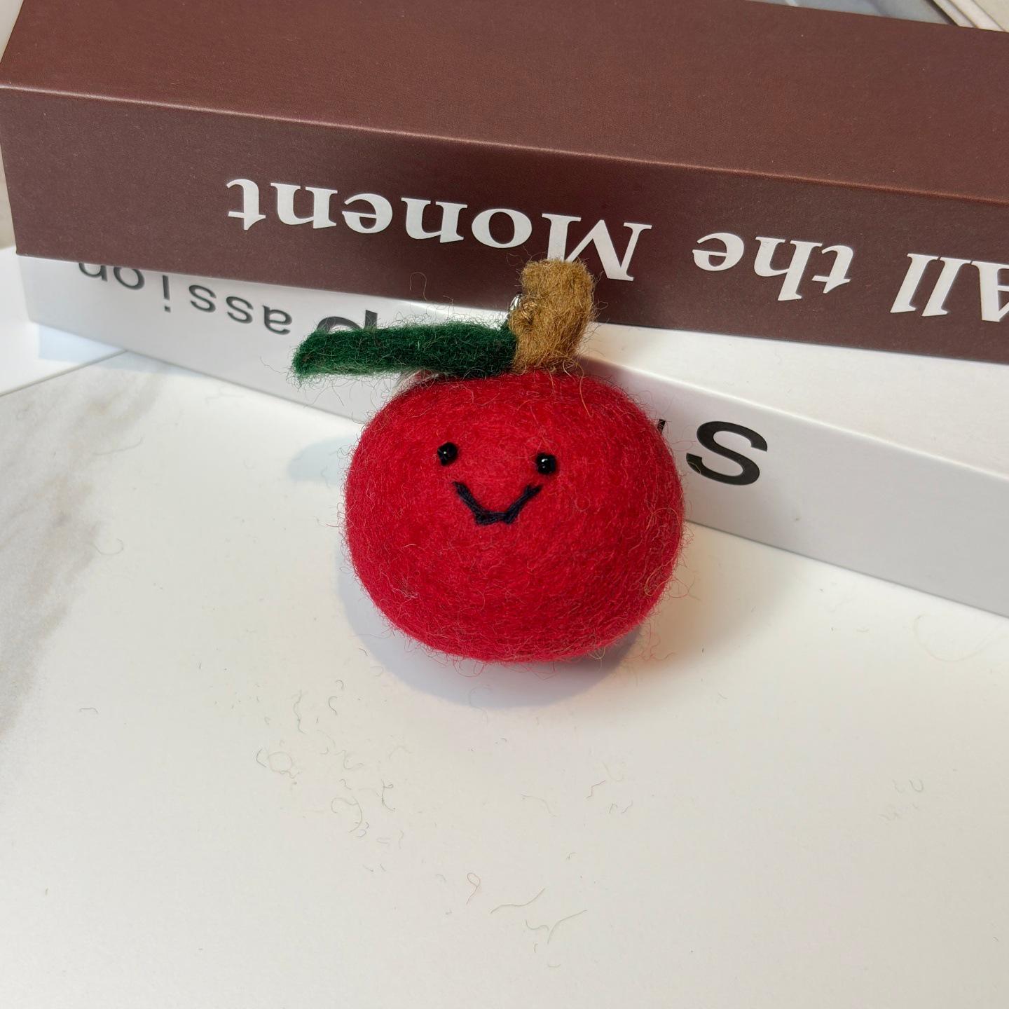 Handcrafted Wool Felt Fruit Keychain - Apple & Pear Design
