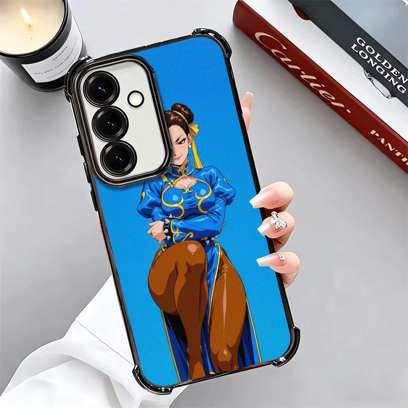 ChunLi S-Street F-FighterS Plating Phone Case For Samsung A17 A07 A37 A57 A16 A56 A15 A55 A14 A54 A13 A53 A26 A36 A25 A35 A24 A3