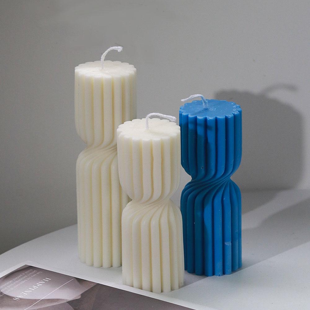 Zylinder Silikon Kerzenform DIY Streifen Kerzen Dinner Ornament Herstellung Gips Epoxidharz Formen Heimdeko Handgemachte Geschenke
