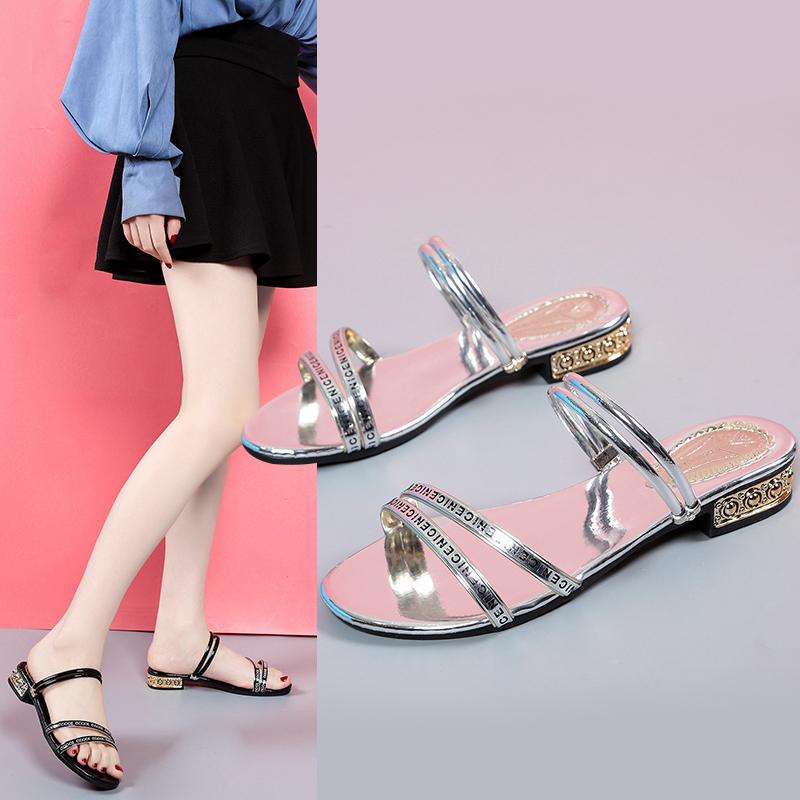 Fashion Female Shoes Low Slippers Flat Glitter Slides Big Size Fashion 2025 Soft Jelly Luxury Scandals Crystal Big Size Flat Shoes Femal