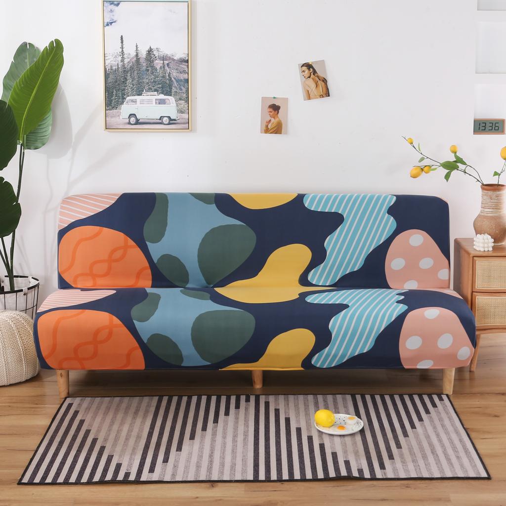 Armless Sofa Bed Cover Spandex Stretch Futon Slipcover Elastic Full Folding Couch Sofa Shield Fitted Full Folding Sofa Slipcover