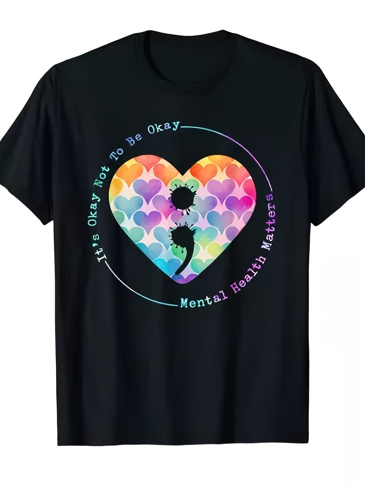USA Semicolon Heart Suicide Prevention Mental Health Awareness T-Shirt Unisex S