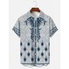 Men's Shirt Art Pattern Print Casual Shirt Short Sleeve Oversized Top Summer Vintage Flower Pattern Beach Y2k Fashion Clothing