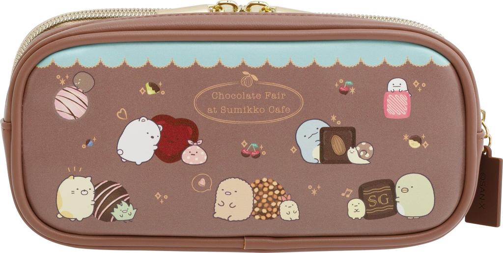 San-X Sumikkogurashi "Chocolate Fair At Cafe Sumikko" Front Pocket Pen Pouch PT17901 H95 X W200 X D55mm