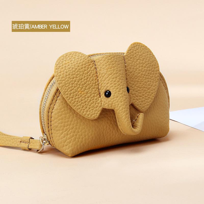 Creative style cute baby elephant zipper small wallet female fresh small leather coin change bag