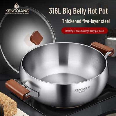 Edelstahl Shabu-Shabu Hot Pot, Induktionskompatibel, Design mit großem Bauch