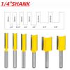 6-Piece Yellow Router Bit Set for Woodworking: Straight, Trimming, Grooving, and Engraving Bits
