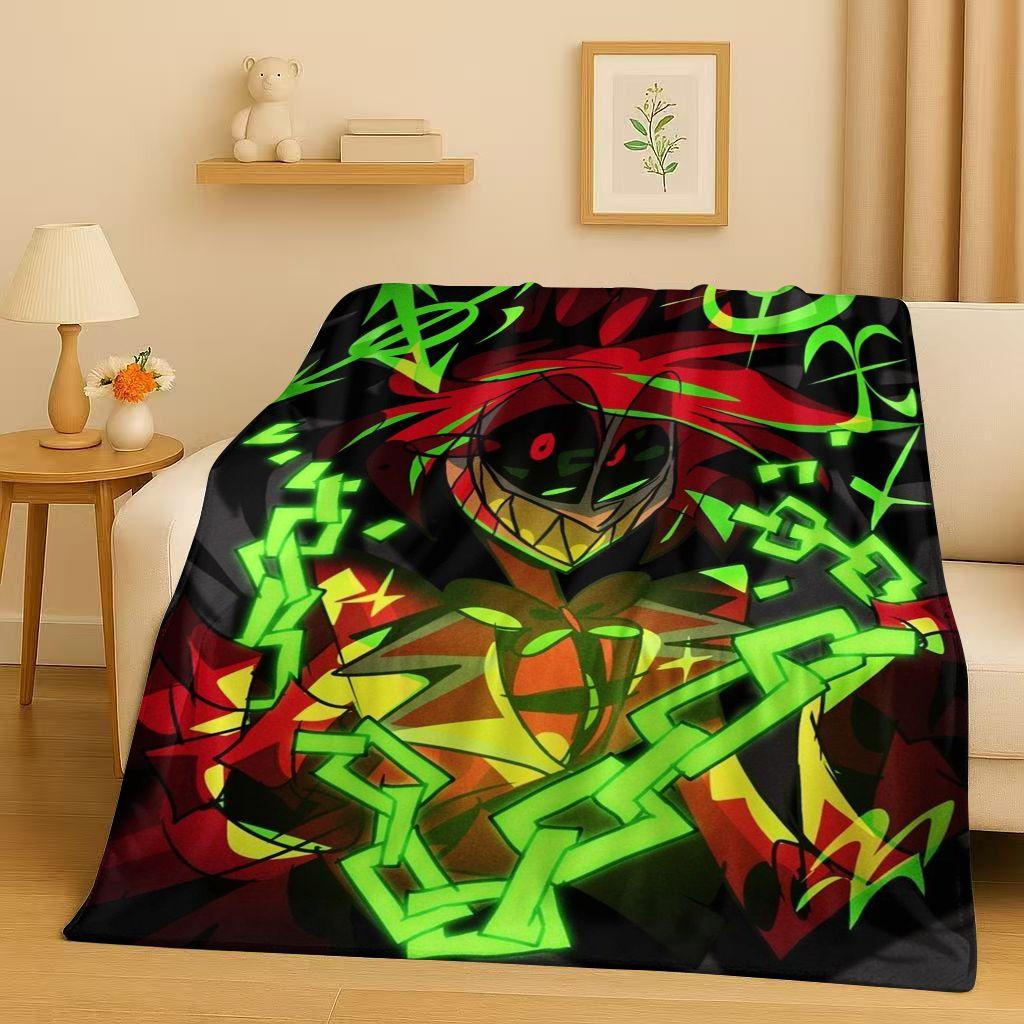 3D Cartoon H-Hazbin Hotel Angel Dust Alastor Flannel Blanket,Soft Warm Plush Throw for Home Bedroom Bed Sofa Cover Office Gift