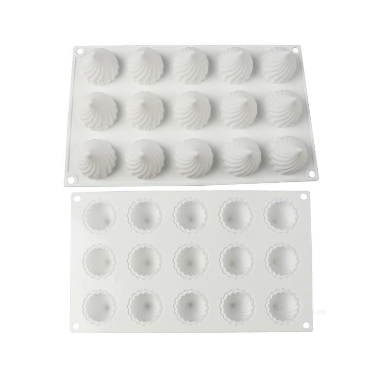 15 Hole Small Whirlwind Mousse Cake Mold Silicone Flame Shaped Chocolate Mould Non Stick Baking Mold Dessert Baking Mold