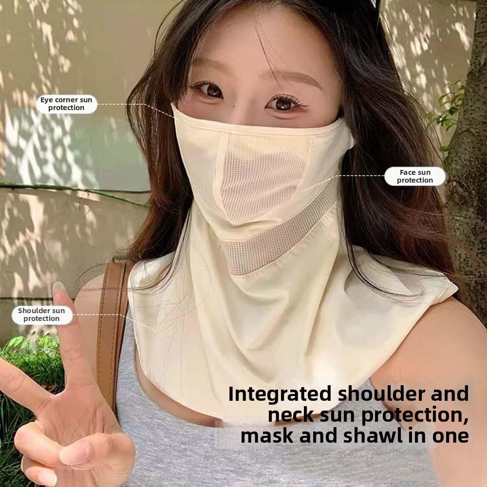 Elastic Neck Sunscreen Mask Ice Silk Breathable Sunshade Mask Face Sun Protection School