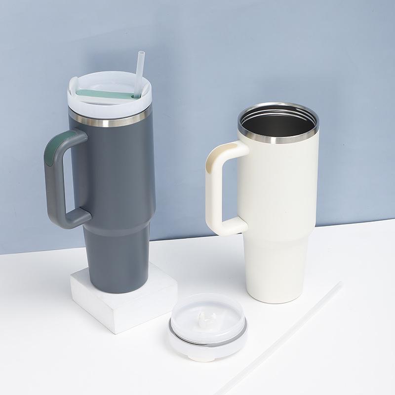 40oz Stainless Steel Insulated Giant Cup with Straw – Portable Ice Buster for Car