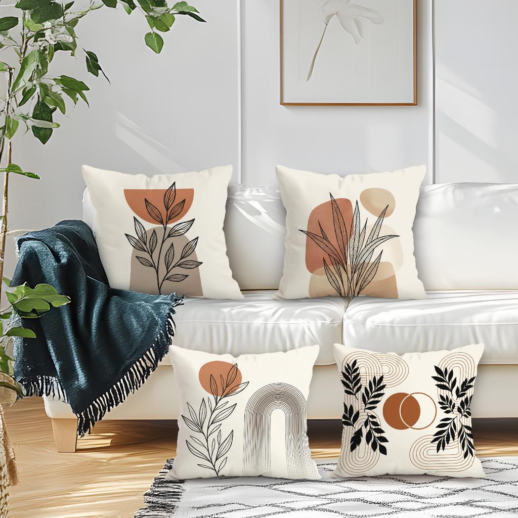 Modern Geometric Plants Pillowcase Printed Polyester 40/45/50Cm Throw Pillowcover Decorative Sofa Cushion Pillowslip Home Decor