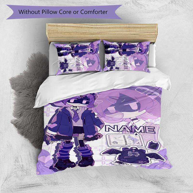 3pcs Custom Name Cartoon Murder Drones Bedding Set Duvet Cover Closure Includes 1 Duvet Cover & 2 Pillowcases for All Seasons Bedroom Decor