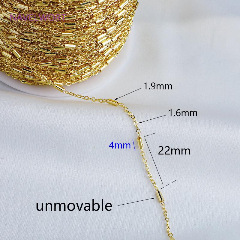 14K Gold Plated Brass Metal Clip Beads Tube Chain For DIY Jewelry Necklace Bracelet Making Findings Bulk Chain Wholesale 1 meter