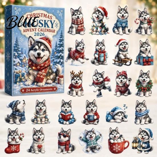 Interactive Holiday Game Animal Advent Calendar 2026 2D Christmas Countdown Box with Toy Acrylic Dog Pendants Festive Tree Hanging Decor Gift