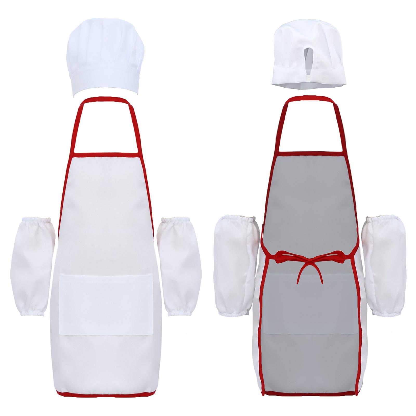 

Complete Kids Cooking Gear 3Pcs: Waterproof Bib Apron, Long Oversleeves & Chef Hat – Ideal Gift for Little Helpers & Bakers 9-10 Years білий