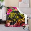 Turtle and Hibiscus Pattern Blanket for Sofa Bed Travel Camping Living Room Office Conditioning Blanket for All Seasons Gifts