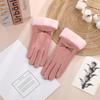 Women's Touchscreen Fleece Cycling Gloves - Cartoon Style, Thickened, Cold Weather Protection