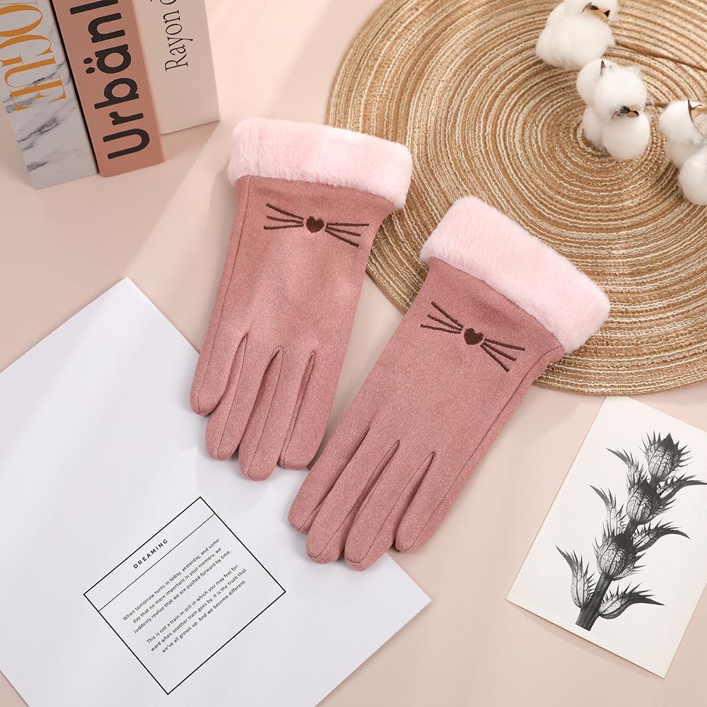 

Women s Cute Fleece-Lined Touchscreen Cycling Gloves for Cold Weather One Size