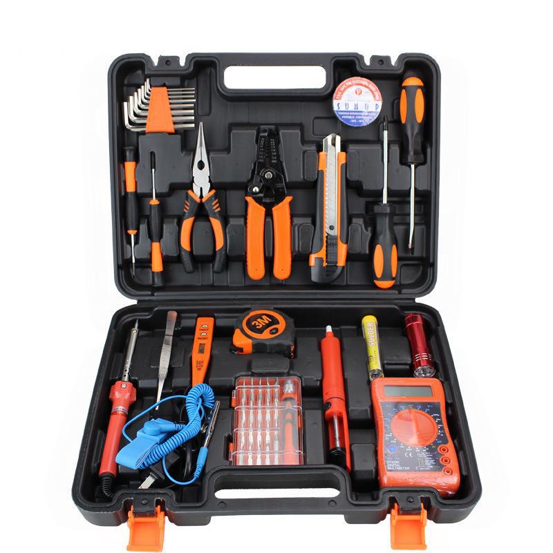 Household Hardware Tool Set: Electric & Impact Drill Combo with Toolbox for Vehicle Repair