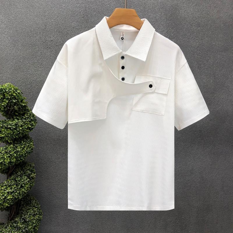 Men's Deconstructed Fake Two Piece Short Sleeve Polo Shirt Casual Fashion Top