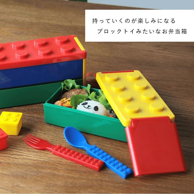 Padou Verschließbare Block-Lunchbox 660 ml Lunchbox Kein Gürtel erforderlich Mikrowellengeeignet Wird mit Essstäbchen geliefert Leichtgewichtig Hergestellt in Japan [PBLOCK] 2-stöckig (rot)