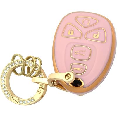 Key Fob Cover Case Shell Keychain for Chevy Suburban Tahoe Traverse GMC Acadia Yukon Cadillac Escalade SRX Buick Enclave Pink (for GMC B)