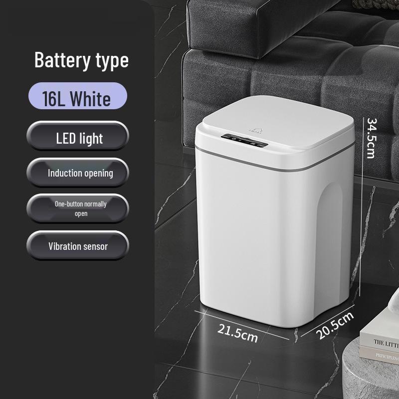 2026 Smart Induction Trash Can with Built-in Press Ring, Long Battery Life, 16L Capacity for Living Room