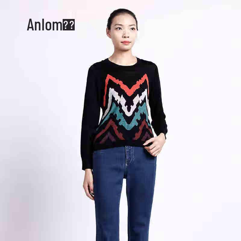 

Анлом Текстурный Трикотажный Топ с Круглым Вырезом и Длинным Рукавом 2XL