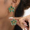 Vintage Blue Drip Oil Stamen Stud Earrings for Women Exaggerated Metal Large Flower Personality Earrings Fashion Jewelry Gifts