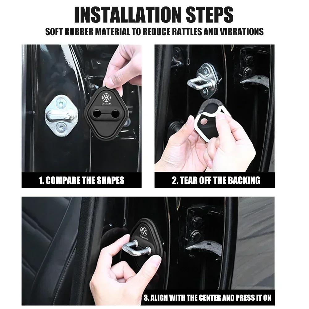 2/4Pcs Silicone Car Door Lock Cover Protective Decoration Case For Volkswagen Golf 4 Passat B8 B5 VW Sharan Polo 6R Tiguan Rline