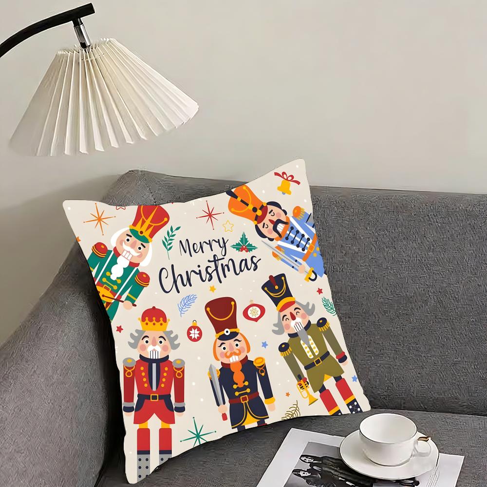Nutcracker Soldier Christmas Cushion Cover Pillowcase Ultra Soft Skin Friendly Fabric Cloud Like Comfort  Concealed Zipper