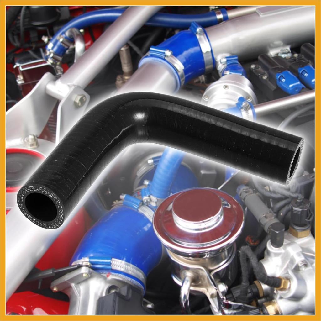 1 Set 19mm 0.75" ID 90 Degree Elbow Engine Silicone Hose Black Replacement