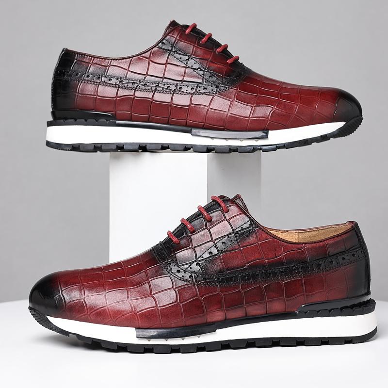 Fashion Fashion Leisure Sports Shoes Men's Casual Shoes Men's Oxfords Outdoor Lace Up Genuine Leather Men Shoes Non-slip Men's Sneakers