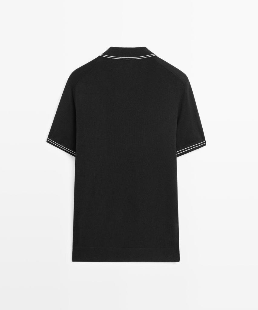 Masimodutti Jersey Polo Knit Collar Detail