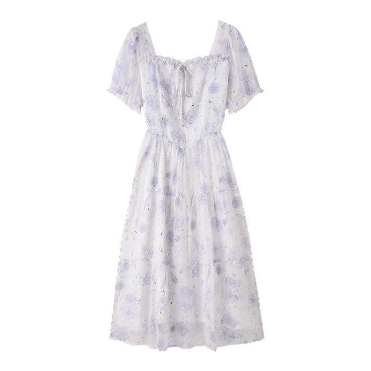 Gentle Floral Dress for Summer with Elegant Cinched Waist 2XL