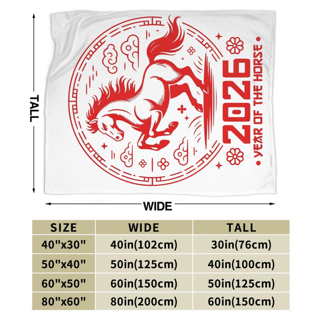 Year Of The Horse - Chinese New Year Plush Blankets Awesome Throw Blanket for Sofa Bedding Lounge 125*100cm Bedspreads,
