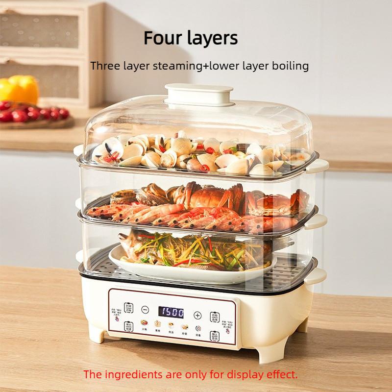Large Capacity Household Breakfast Automatic Power Off Steaming Box Steam Pot Multi functional Electric Steamer Four Layer