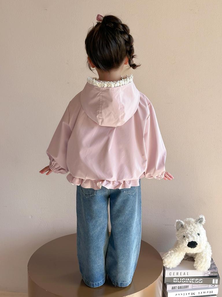 2025 Neue Mädchen Spitzen-Kapuzen-Windjacke - Frühling/Herbst Mode