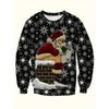 Autumn Winter Men Women Long Sleeved Santa Claus Creative Printed Comfortable Round Neck Casual Loose Hoodie